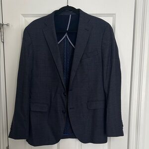 Cole Haan Grand OS Wool Checkered Navy Blazer